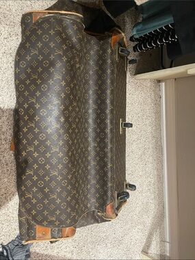 Louis Vuitton Brown Monogram Rolling Suitcase with Tan Trim